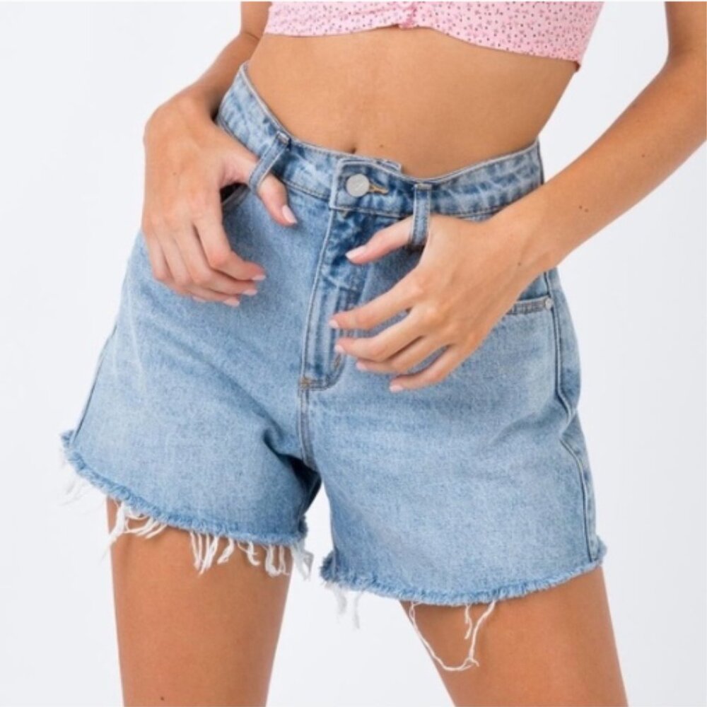 Abrand Venice Shorts – Light Wash, High Rise, Raw‎ Hem Size 25